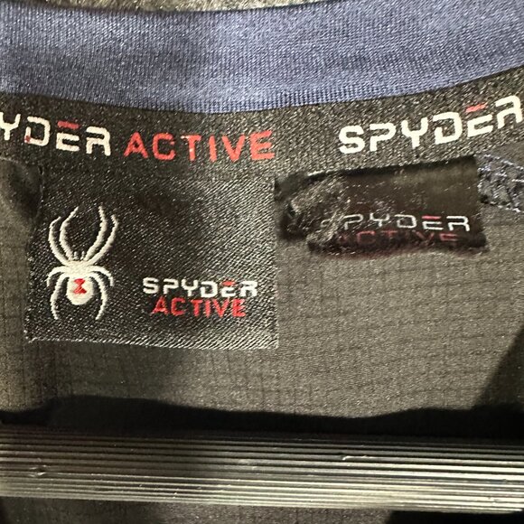 Spyder Active Tee Shirt Mens XXL Blue Short Sleeve Crew Neck Reflective Proweb - Picture 4 of 9